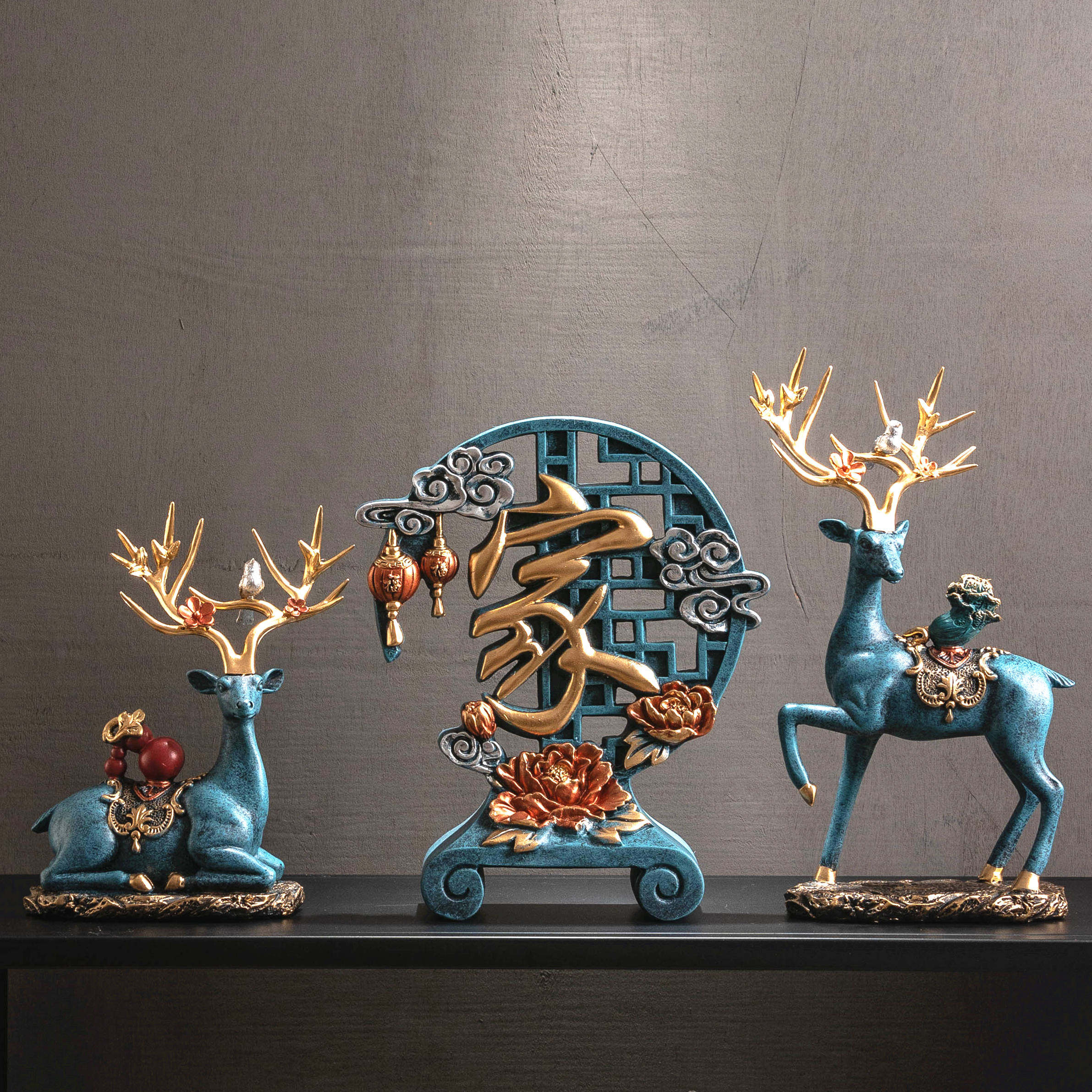 Creative porch living room TV cabinet decoration modern minimalist lucky elk home wine cabinet decoration moving gift