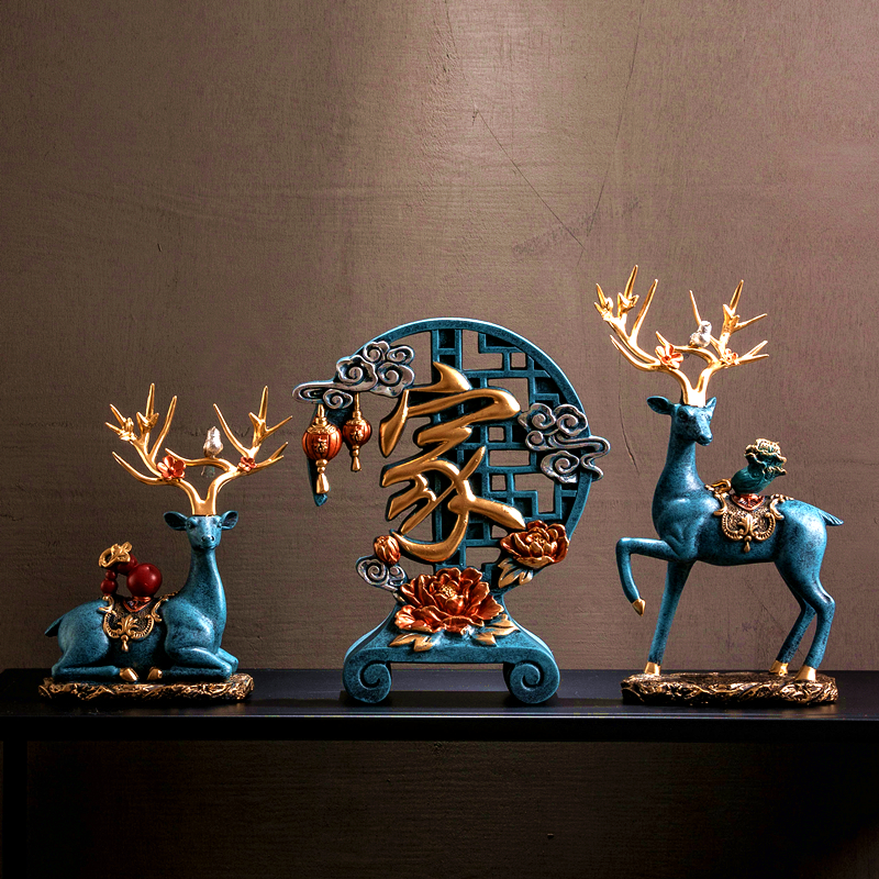 Creative living room TV cabinet decoration light luxury high-end deer home wine cabinet decoration housewarming new home moving gift