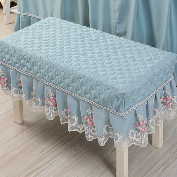 Long square stool cover elastic cushion bed end stool thickened makeup stool change shoe stool fabric all-inclusive stool piano stool home
