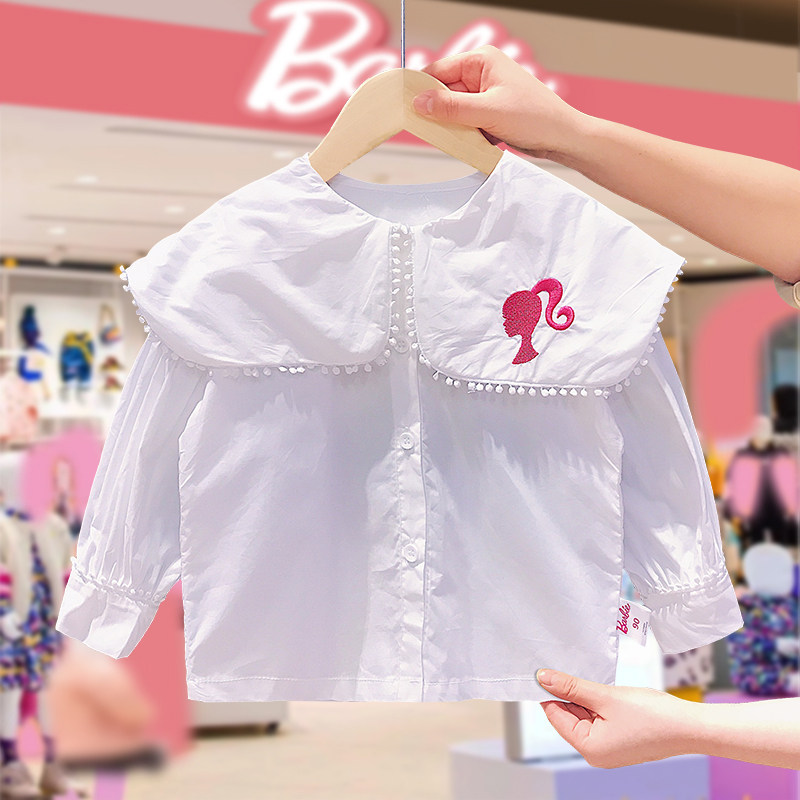 Barbie BARBIE girl sweetened doll collar shirt 2022 new autumn dress blouse girl long sleeve shirt