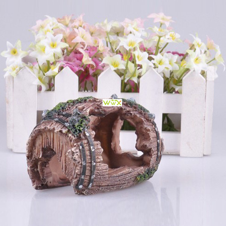 Resin Fish Tank Decoration Artificial Barrel Cave Landscapin