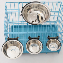 Pet Bowl Can Hang Stationary Dog Cage Bowls Stainless Steel