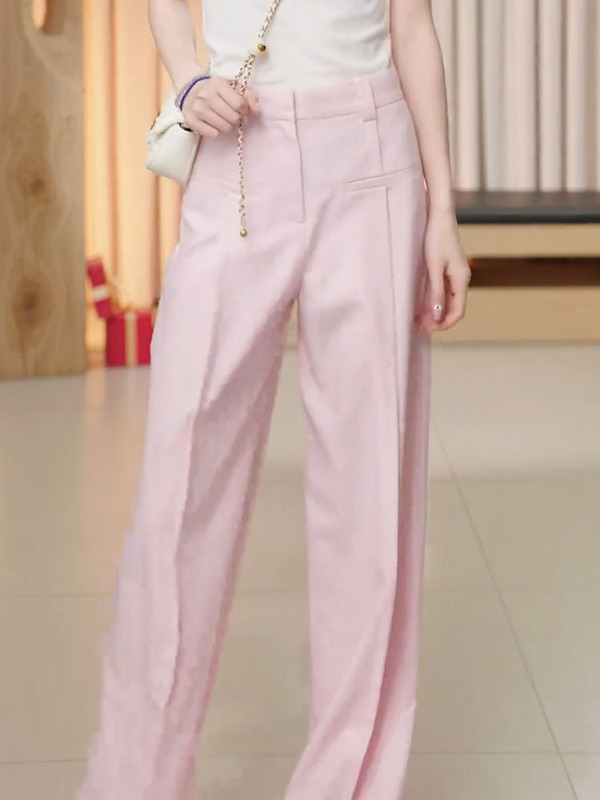 Fashionable and Elegant Pink Drape Suit Pants, 2024 Spring and Autumn New Style, Versatile, Slimming, Commuter Style Trousers