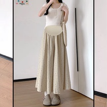 Maternity wear polka dot skirt pants summer thin loose slim Aa line polka dot long skirt casual small trousers