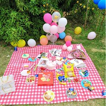Picnic Mat Spring Swim Anti-Tide Mat Picnic Cloth Outdoor Portable Anti-Water Grass Picnic Mat Suburban Tours Thickening Ins Wind