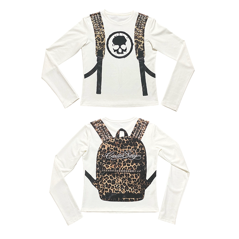 Canstar* Leopard Print Backpack 3D Stereo Printed Sorona Slim-Fit Street Style Spring and Autumn Long-Sleeve for Men and Women Canstar* Leopard Print Backpack 3D Stereo Printed Sorona Slim-Fit Street Style Spring and Autumn Long-Sleeve for Men and Women