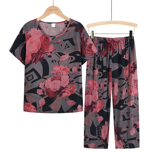 Летняя летняя одежда для пожилых людей, комплект для матери, футболка, для среднего возраста, короткий рукав