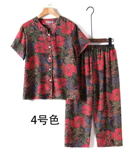 Летняя одежда для матери, комплект для пожилых людей, футболка, для среднего возраста, короткий рукав