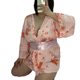 ຂະຫນາດຂະຫນາດໃຫຍ່ sexy lingerie uniform temptation ຍີ່ປຸ່ນພິມສາຍ girdle sexy kimono nightgown suit ການຄ້າຕ່າງປະເທດໄຂມັນ MM