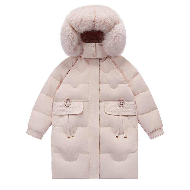 Next Aini Mid-Length Children's down Jacket for Girls, Korean Style Fashionable White Duck down Coat for Older Girls