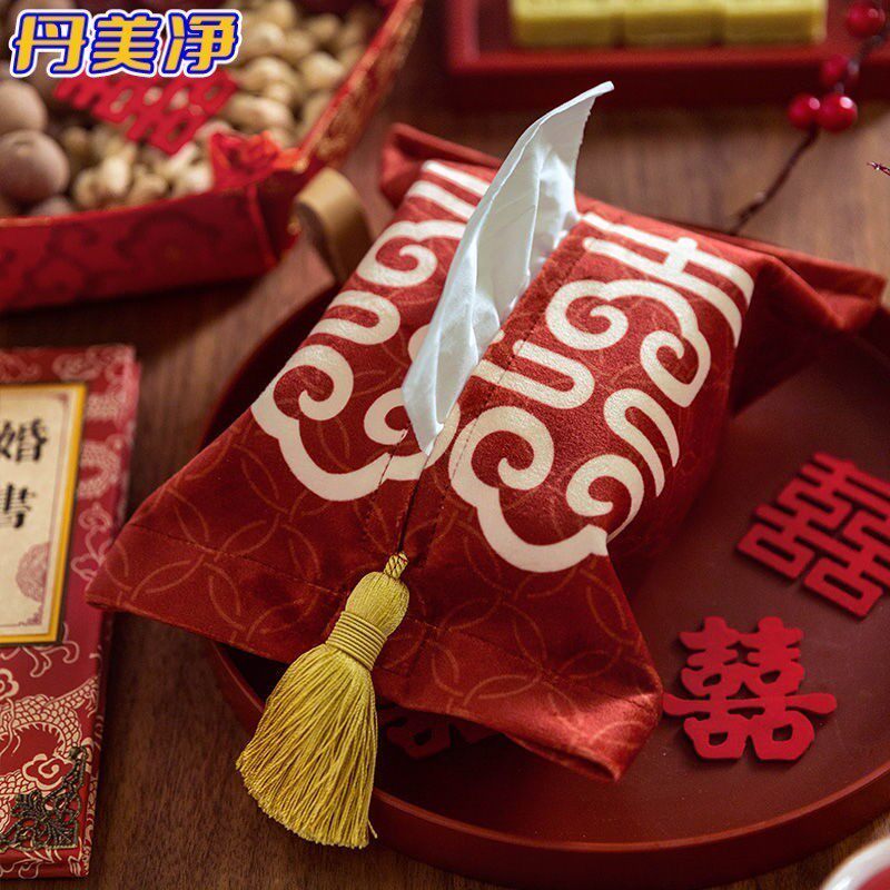Wedding Wedding Tissue Box Red Wedding Wedding Wedding Decoration Items Living Room Restaurant Paper Drawing Cloth Art Cover-Taobao