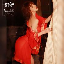  Sexy bride belly kimono pajamas Sexy underwear temptation perspective plus size small chest suit passionate female show adult