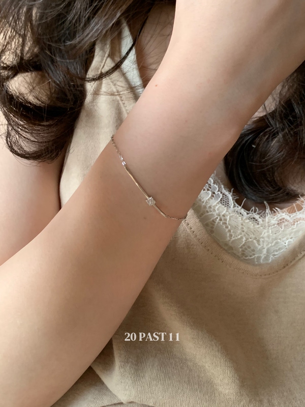 20Past11 Pure Silver Mini Sugar Cube Small Silver Bar Cool and Versatile Non-Fading S925 Silver Bracelet