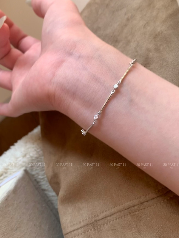 20Past11 Japanese Style Pure Silver Bamboo Water Drop Rhinestone Silver Bar Cool Feeling Adjustable Non-Fading S925 Silver Bracelet 20Past11 Japanese Style Pure Silver Bamboo Water Drop Rhinestone Silver Bar Cool Feeling Adjustable Non-Fading S925 Silver Bracelet