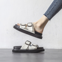 4 27E ten thousand people plant grass -- Amy Designer -- fish mouth sandals female dermis semi-slipper flat-bottom slippers