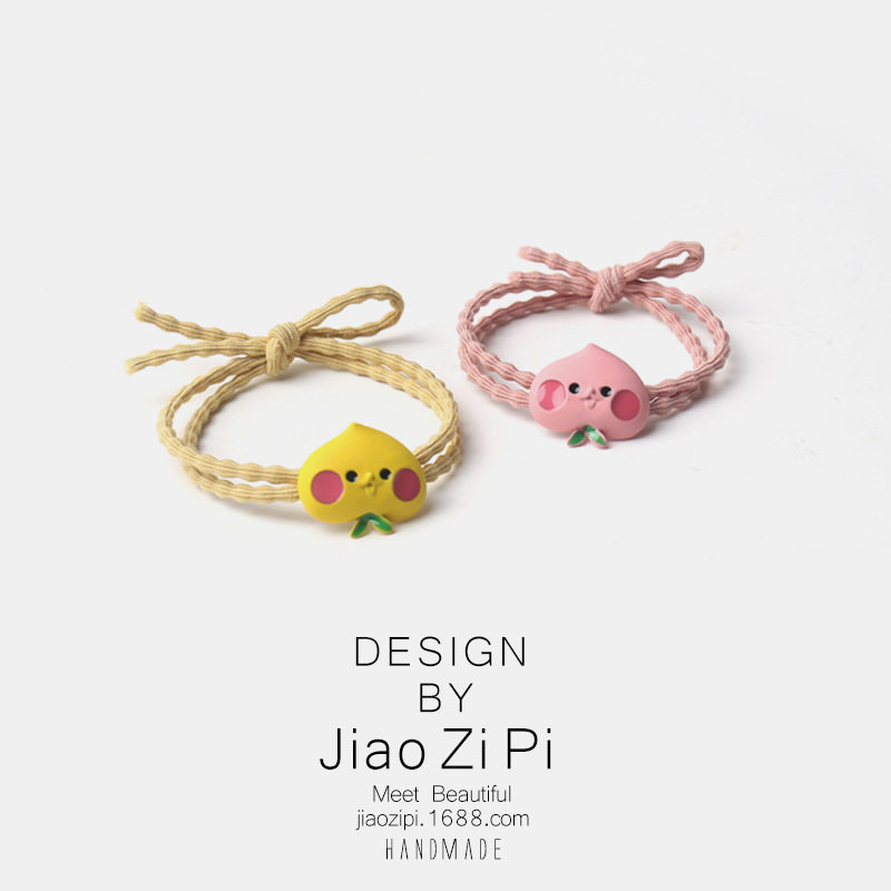 bc hairpin simple leather cover peach hundred hair cute loop rope tied hair peach Korean girl accessories to take the new style of hair fart