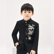 Boy Zhongshan Clothing China Wind Bamboo Embroidery Piano Chair Flowers Children Poetry Reciting Piano Gown Acting Out Suit