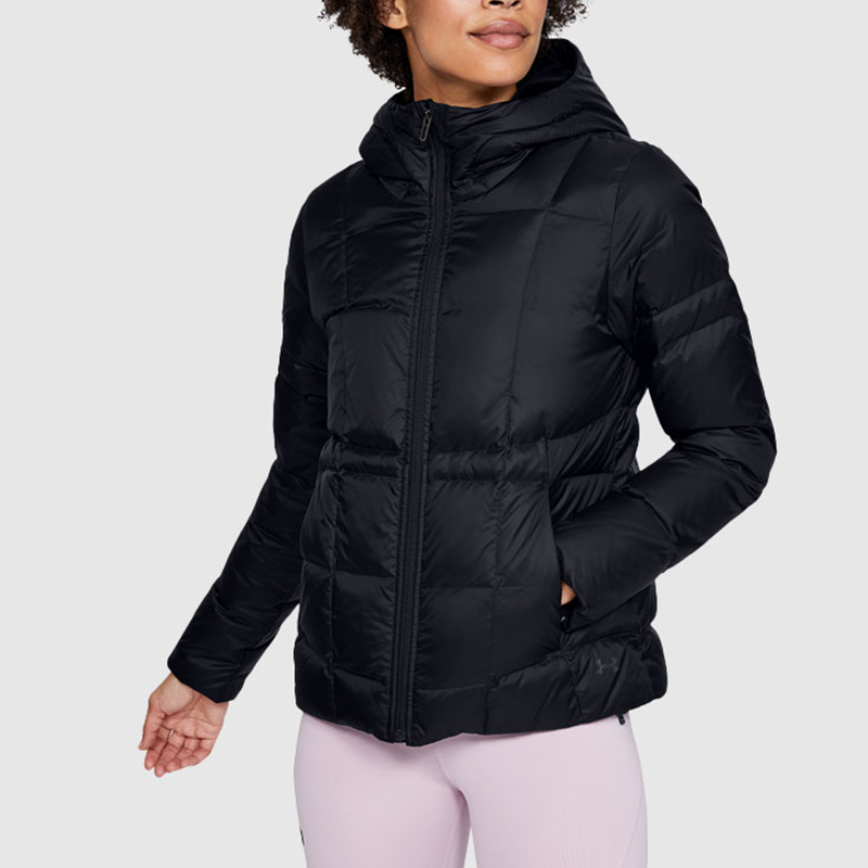 Ua/Under Armour Genuine Sports Women's Zippered Warm and Comfortable Hooded Simple down Jacket 1342814-001