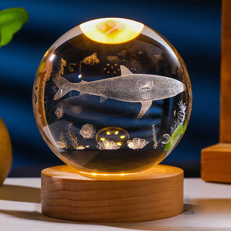 3D Carved Shark Crystal Ball Galaxy Night Light Dubai Salamander Tyrannosaurus Rex Ornament Whale Birthday Gift 3D Carved Shark Crystal Ball Galaxy Night Light Dubai Salamander Tyrannosaurus Rex Ornament Whale Birthday Gift