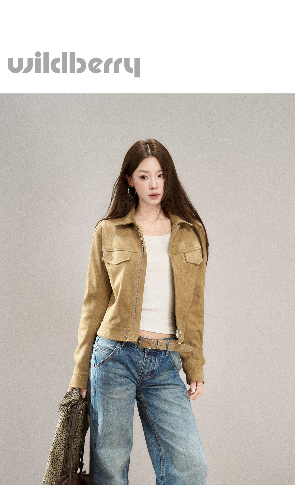 Wildberry Khaki Suede Cargo Jacket