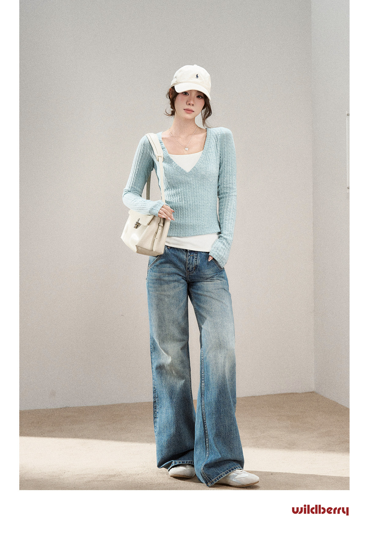 Wildberry Faux Two-Piece V-Neck Ribbed Knit Top