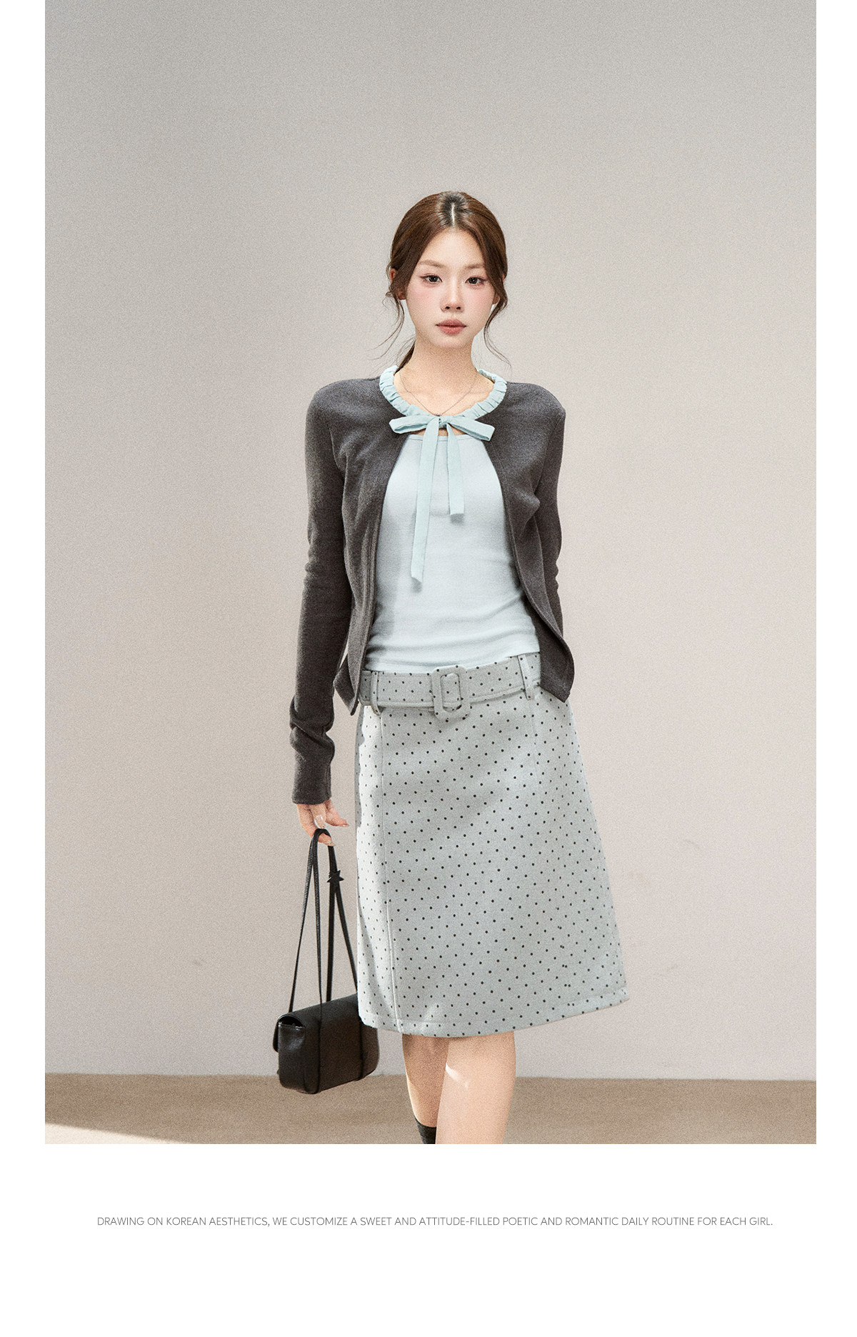Wildberry Polka Dot Belted A-Line Midi Skirt