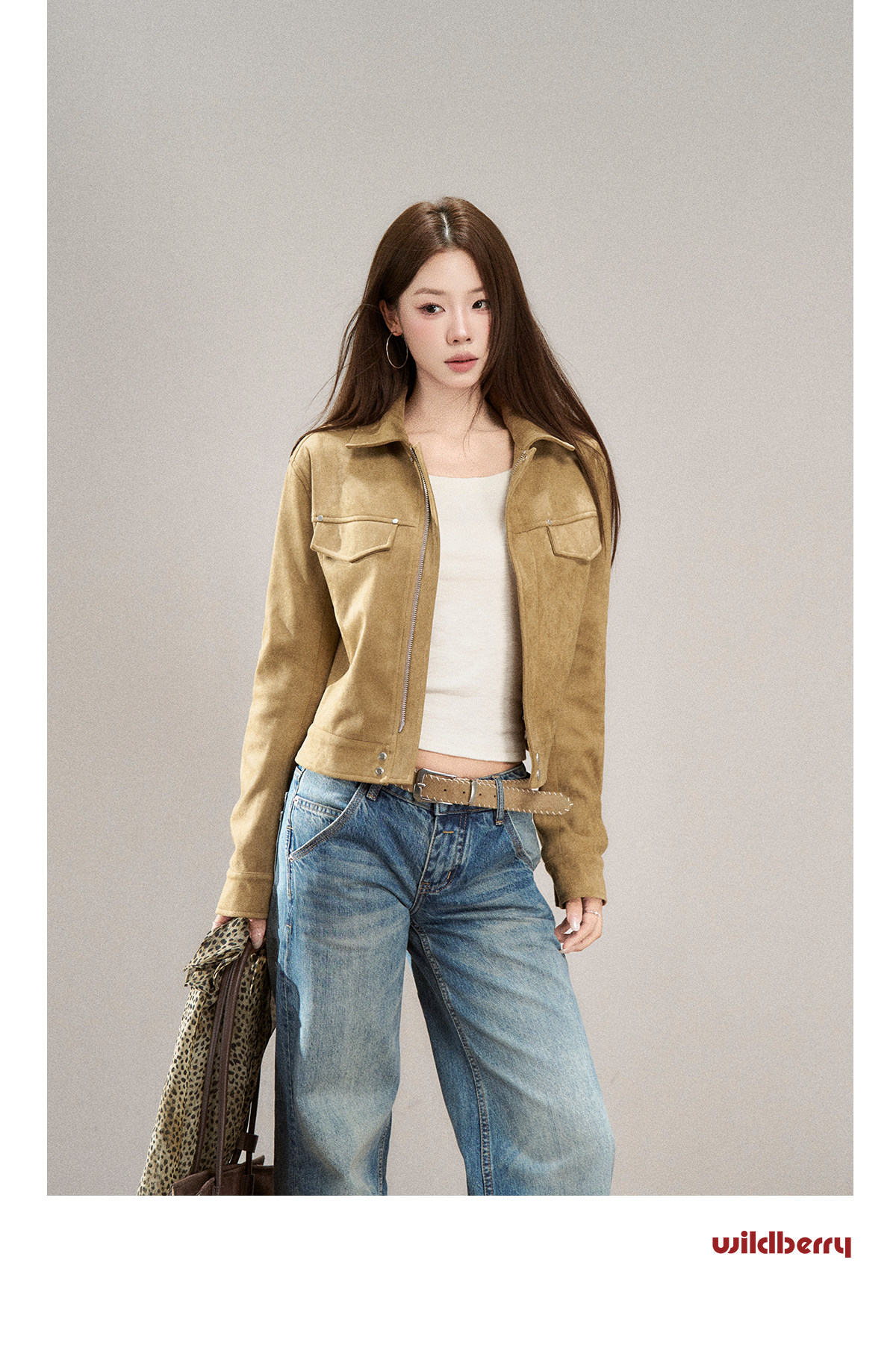 Wildberry Khaki Suede Cargo Jacket