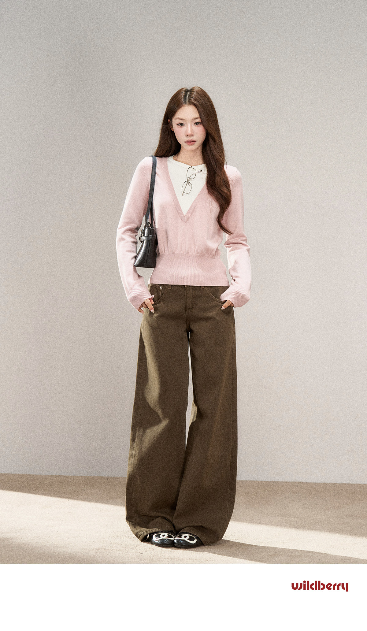 Wildberry Brown Wide-Leg Jeans