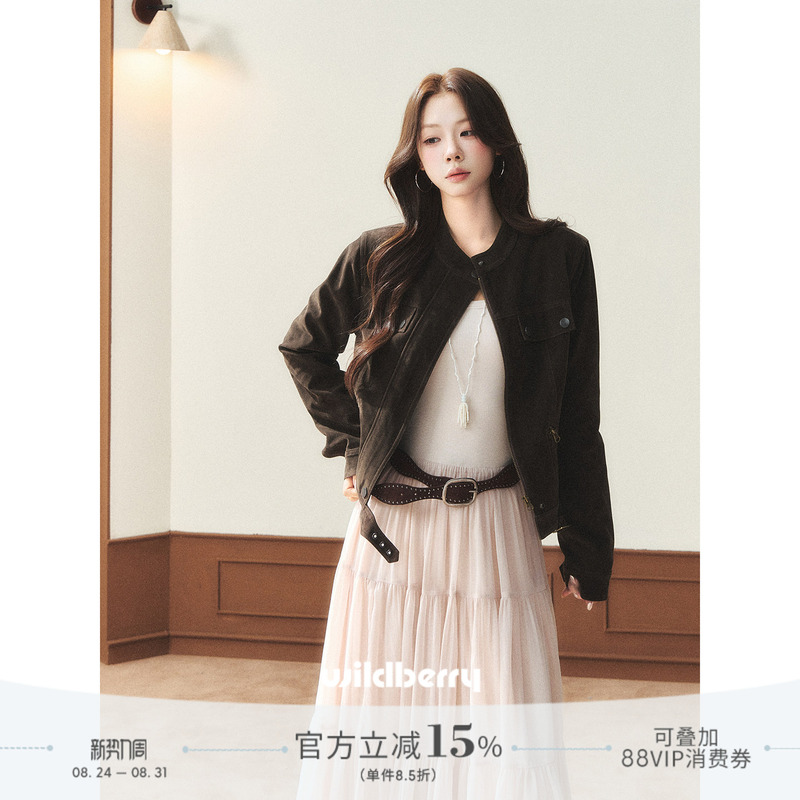 A Small Wildberry Brown Jacket, Short Coat for Women, New Autumn Style, Vintage Commuter Style, Elegant Outfit Top