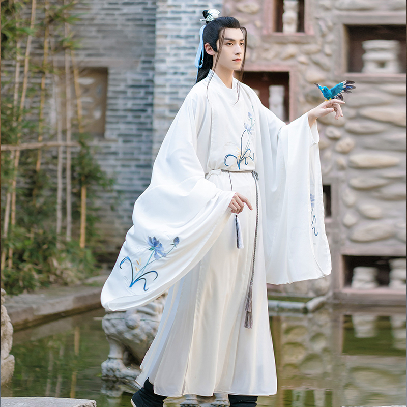 Gulai Original Chinese-Style Song Dynasty Hanfu Men's Ancient Round-Neck Robe Men's Fairy-Like Ancient Costume Tang Dynasty Men's Clothing for Spring and Summer