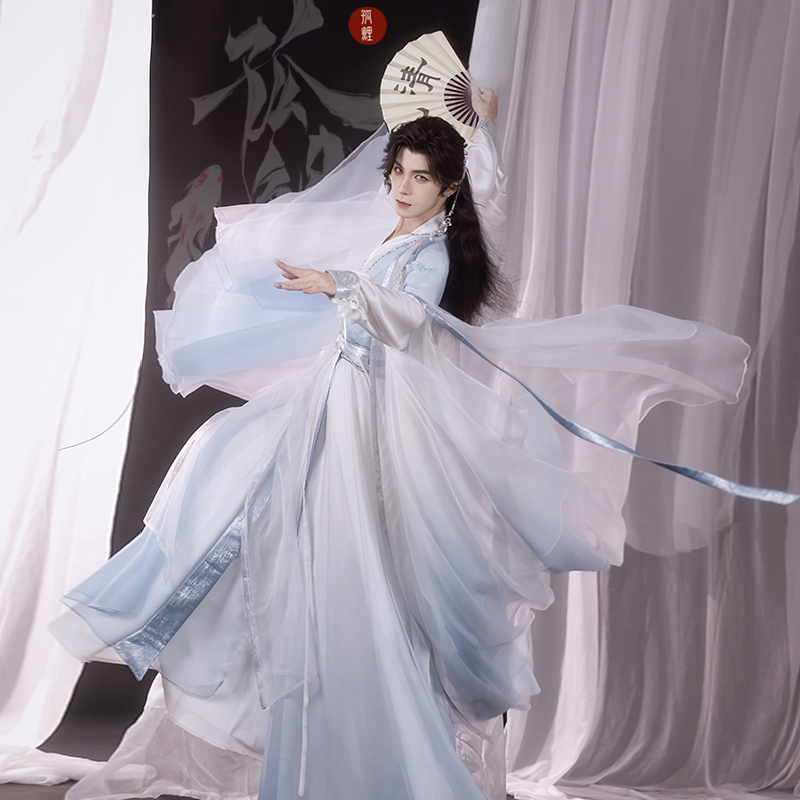 Gulai【Jinghong】Original Hanfu with Fairy-Style Embroidery, Han Elements, Unisex Long Robe, Elegant and Cool Ancient Style Gulai【Jinghong】Original Hanfu with Fairy-Style Embroidery, Han Elements, Unisex Long Robe, Elegant and Cool Ancient Style