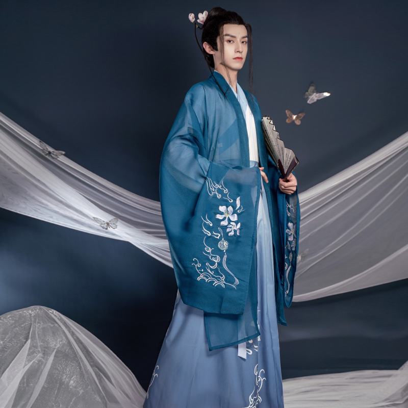 Original Hanfu by Gu Li Gu Li: Elegant Daily Wear for Men, Chinese Style Scholar, Ethereal Large-Sleeve Shirt, Spring and Summer Hanfu