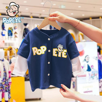 Vigorously sailor POPEYE male and female child casual cardiovert baby 2022 fall new child baseball uniform jacket