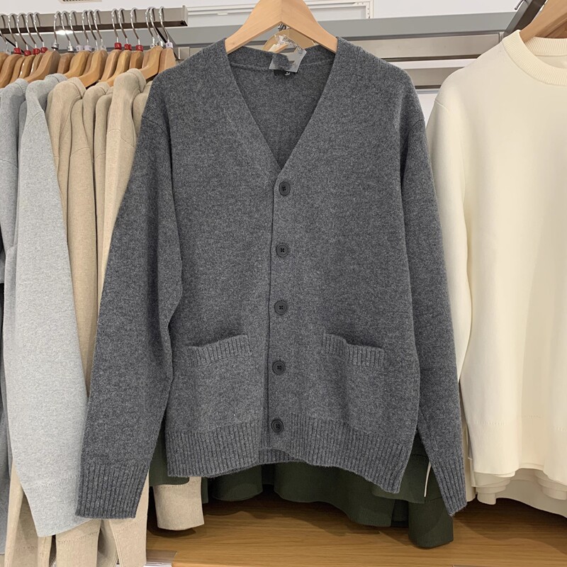 Youyi Autumn and Winter Men's and Women's Clothing Soft and Comfortable Casual V Neck Knitted Cardigan Loose Sweater Jacket 469402