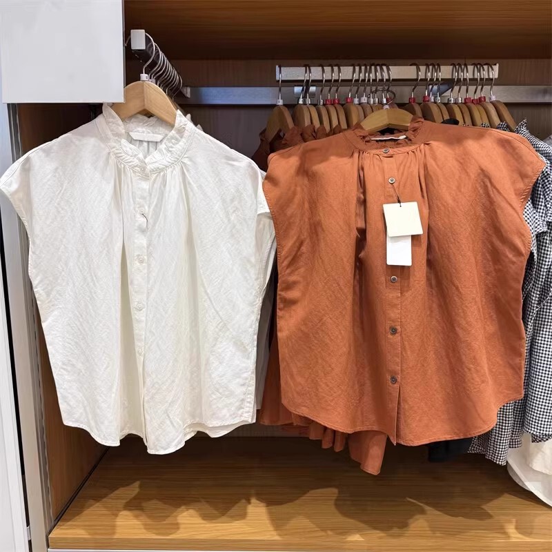 Youu New Spring/Summer Women's Clothing Linen Blend Ruffle Short Sleeve Shirt Top 475720/477682