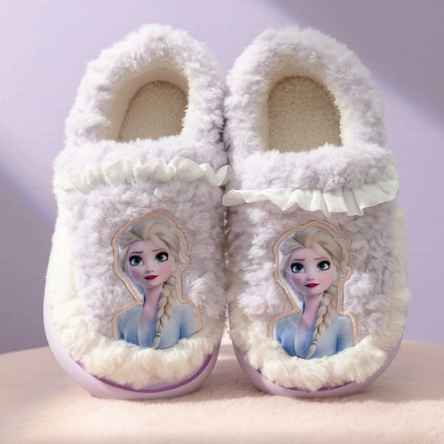Детские тапочки для принцессы, нескользящая удерживающая тепло зимняя обувь на платформе, мягкая подошва