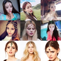 Desert Exotic head decorated with ancient dress national wind cover Head hair Forehead Chain Touristic Photo Ornament