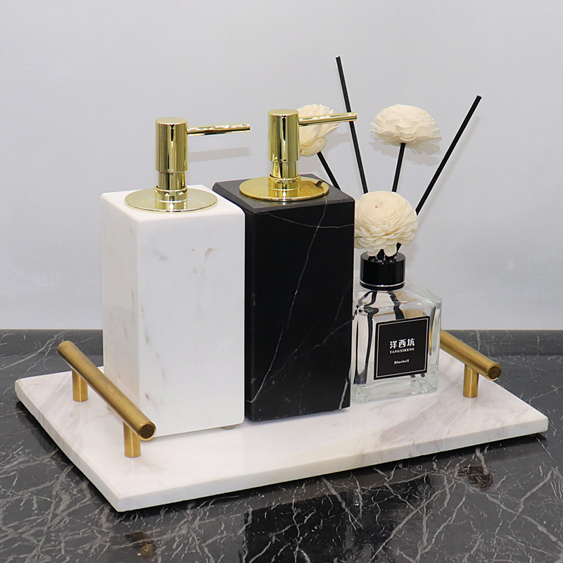 Nordic style marble bathroom wash set combination bathroom sink hand sanitizer bottle toothbrush rack kit