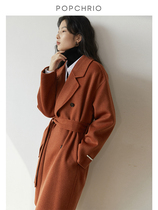 Ou Rui ◆ Loose double-sided woolen coat senior sense suit collar thick red coat long womens winter