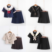 Genuine Japanese short-sleeved seamer uniform dark jk uniform Academy style suit female full primary school uniforms middle uniforms