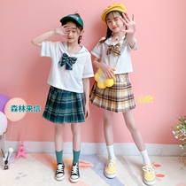 JK uniform children 9 Primary School school style genuine girl jk suit skirt 9 summer two-piece school uniform 12 years old