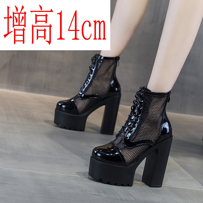 15cm mesh Martin boots women's summer thin section breathable thick heel hollow short boots summer cool boots super high heel 14cm