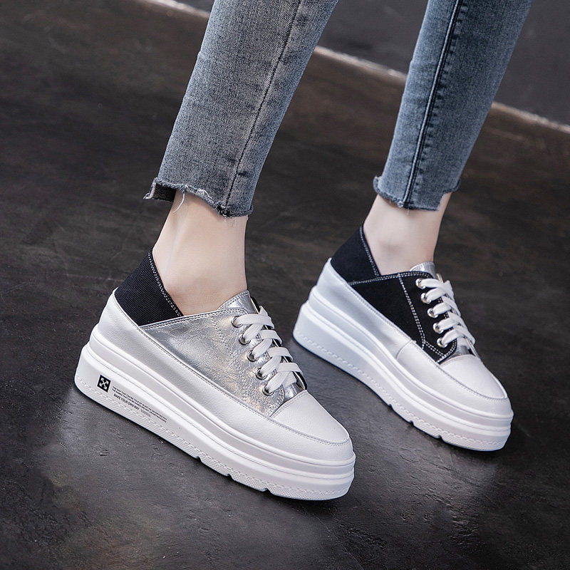 Canvas shoes thick-soled board shoes women's inner height-increasing women's shoes 8 cm cm spring style small all-match breathable muffin shoes 33