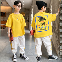 Boys summer clothing suit 2022 New CUHK child handsome children handsome sports short sleeve long pants two sets of ocean gas tide