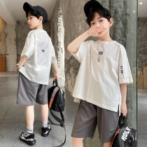 Boy Clothing Boy Summer Clothing Suit Summer 2022 New CUHK Children Child Summer Style Short Sleeve Boy Boom Chic Trendy