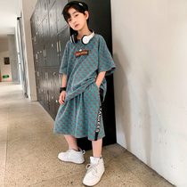 Boy suit Summer 2022 new summer clothing thin section Korean version Personality Fried Street Big Boy Children Short Sleeve Handsome cool