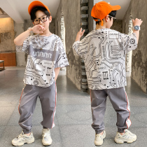 Boys summer dress suit 2022 New thin CUHK child handsome sports short sleeves Two sets of boy foreign air