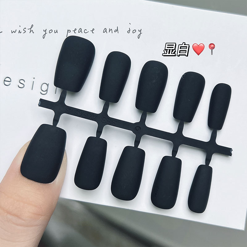 Velvet Black Wearable Nails, Detachable French Style New Manicure, Whitening Finished Product, High-End Nail Patches Velvet Black Wearable Nails, Detachable French Style New Manicure, Whitening Finished Product, High-End Nail Patches