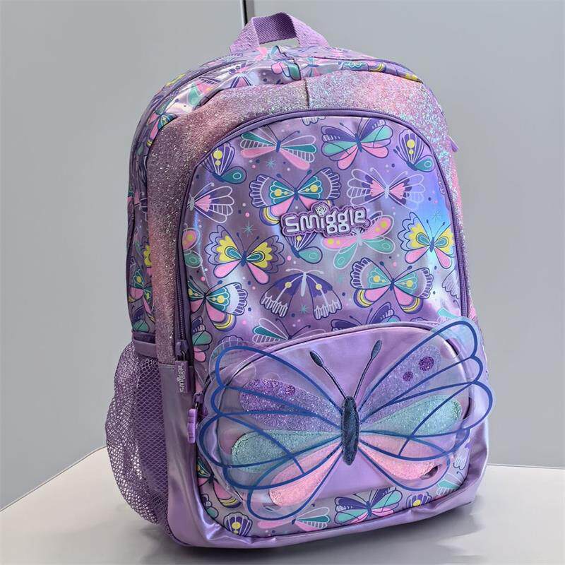 Australian Smiggle bag student child cartoon butterfly double shoulder bag for travel backpack minus large capacity-Taobao