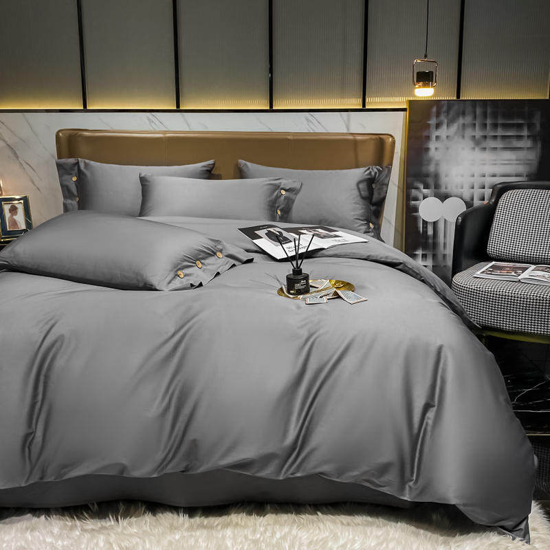 100 long-staple cotton four-piece set pure cotton cotton solid color quilt cover sheet bedding 1 8 bedding